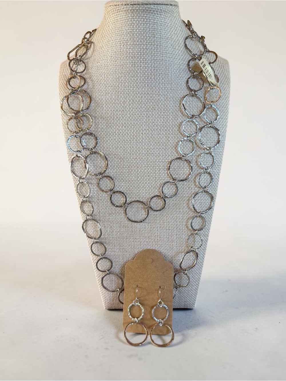 Silver-Tone Open Circle Necklace & Earring Set